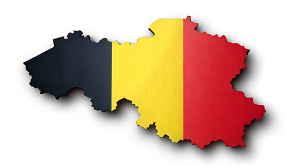 Obraz premium Detailed map outline of belgium filled with the national flag colors of black yellow and red creating a patriotic representation of the country