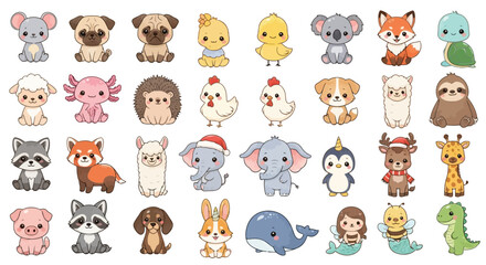 Cute cartoon animals collection illustration