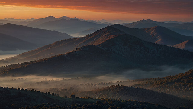 Distant Ridge Silhouette at Sunset