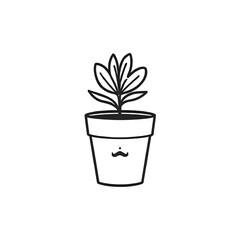 Minimalist Plant Pot Illustration: Simple Line Art for Nature Lovers & Design Projects