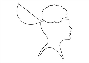 Open your mind design. Free your mind. Opened head. Attention concept. line icon-continuous line drawing. Editable stroke.