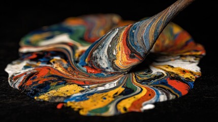 Abstract colorful paint mixture with dynamic swirls and mesmerizing blending