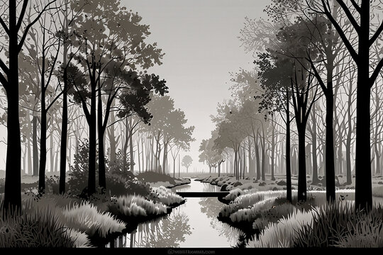 A Monochrome Forest in Stillness