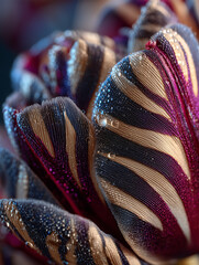 Close-up of dew-covered tulip petals