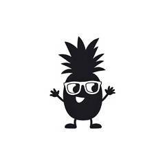 Cool Pineapple Character: Cartoon Fruit Illustration, Tropical Design Element, Summer Vibe Graphic