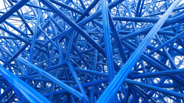 Abstract Blue Fiber Network Intricate Structure Background
