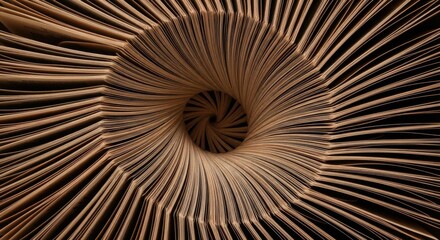Close-Up Macro Photography: Detailed Mushroom Structure, Radial Pattern, Natural Texture