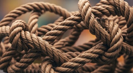 Fototapeta premium Intricate Rope Knots: Texture, Background, and Design Element