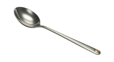 Shiny metal spoon with oval bowl isolated on a transparent background