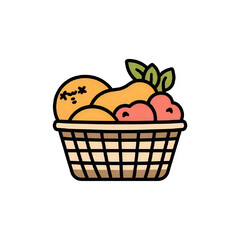 Vibrant Fruit Basket Illustration: Mangoes, Apples & More