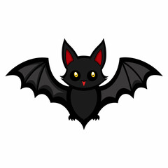 Obraz premium Cute Cartoon Black Bat with Wings Spread.