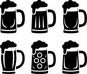 silhouette vector illustrations of Oktoberfest-style beer mugs