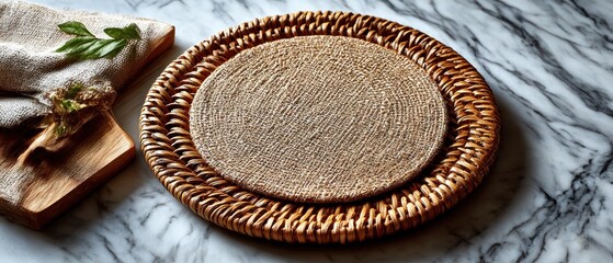 Woven Placemat on Marble