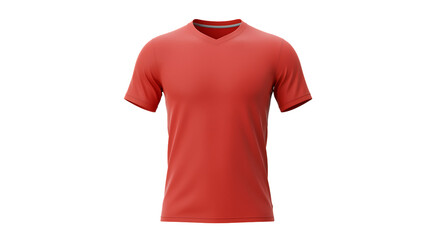 Coral V Neck T Shirt isolated on a transparent background