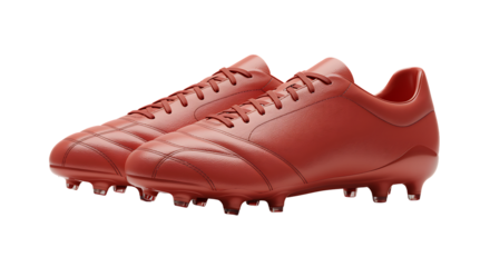 Red Leather Football Boots isolated on a transparent background
