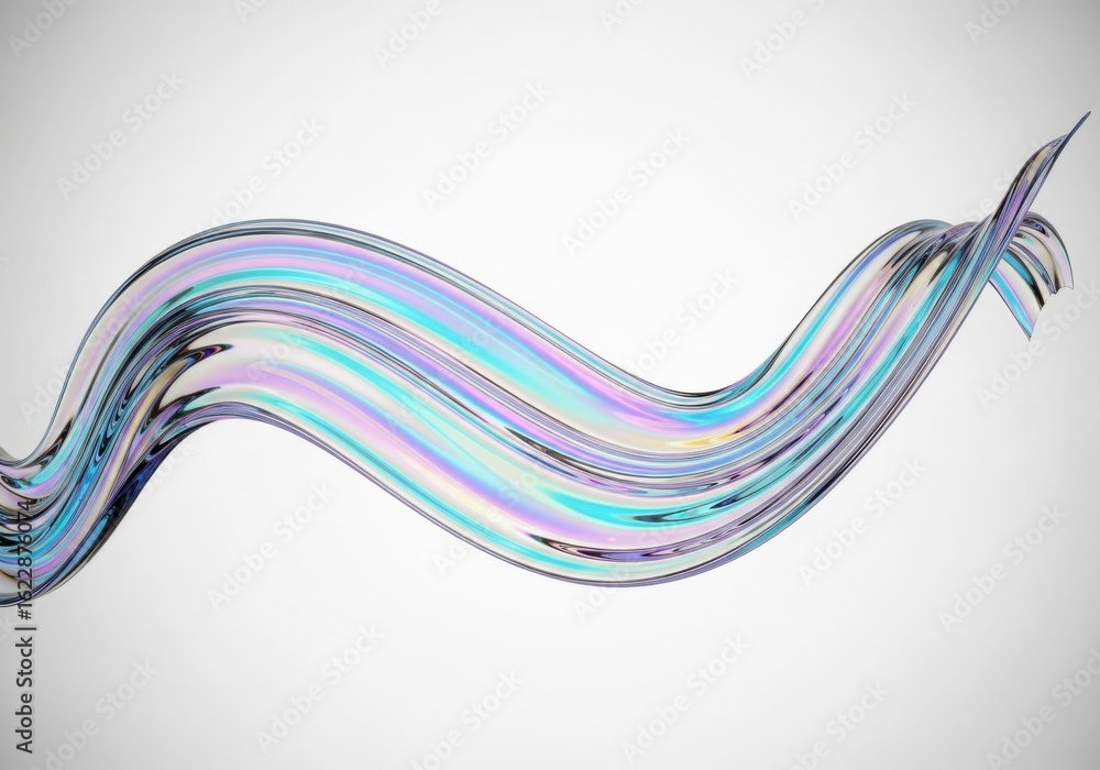 Poster chromatic ribbon: a dynamic abstract wave with iridescent color flow