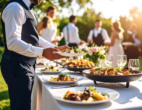 Outdoor wedding reception buffet