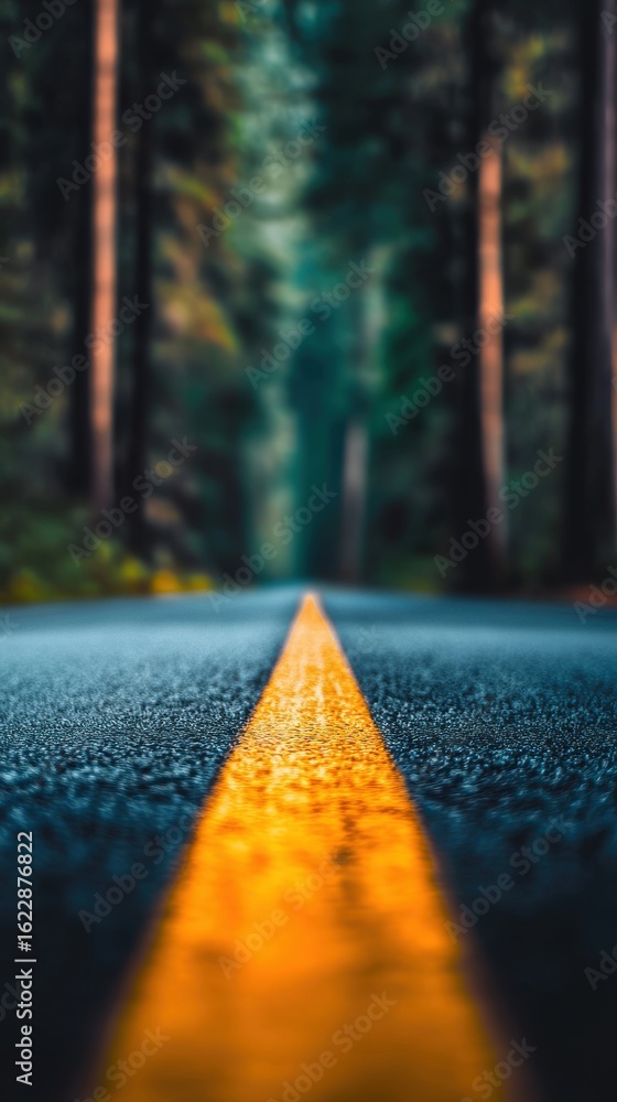 Poster a serene and enchanting path winding its way through a lush verdant forest inviting the viewer on a 