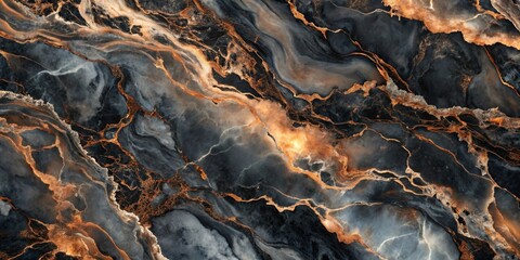 Abstract Dark Marble Texture with Golden Veins Elegant Swirls and Natural Stone Patterns