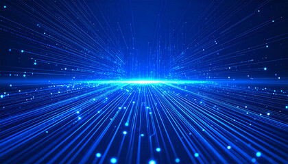 Obraz premium Digital Flow Visualization: A breathtaking perspective on modern technology showcasing a network of interconnected digital lines radiating outward.