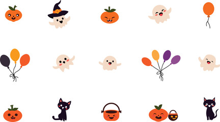 Trick or Treat Halloween set vector shape.