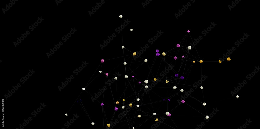 Poster colorful 3d network visualization. ideal for technology, connectivity, and data concepts.
