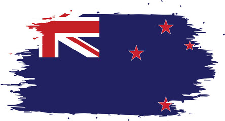 New Zealand Flag with Artistic Brushstroke Effect.