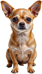 Obraz premium Small Isolated Dog Sitting on White Background in Low Resolution