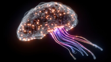 Innovative AI brain training with diverse datasets visualized through colorful streams of information energizing machine learning