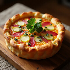 pizza on a wooden board
