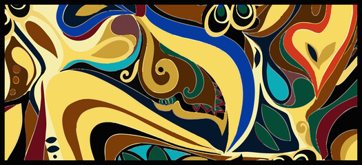 Elegant Abstract Floral Scarf Print Design | Shawls & Dupatta Textile Fabric Patterns For Digital Printing on Silk, Chiffon, Georgette