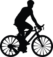 Obraz premium Cyclist Silhouette Vector – Bicycle Rider Silhouette in Black on Transparent Background