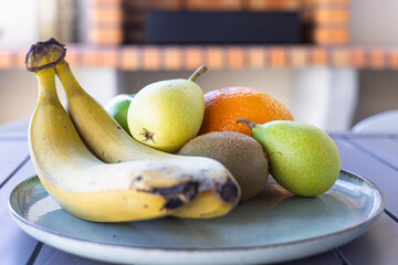 Fresh fruit on outdoor plate