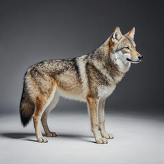 Fototapeta premium Coyote Portrait: A captivating portrait of a coyote showcases its keen gaze and regal posture, captured in a moment of poised alertness.