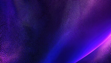 Abstract, vibrant, digital artwork featuring a complex interplay of dotted lines and shifting hues of purple and blue.  A subtle, smooth curve or wave is suggested by the shifting color density