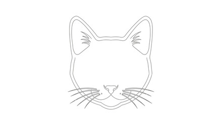 Minimalist Outline Cat Face Simple Drawing Cute Animal Illustration