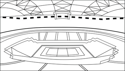 Basketball Court Outline Vector Illustration with Stroke Design