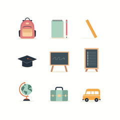 Flat concept education background back to school distance learning study in univercity