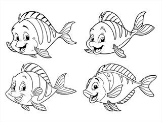 coloring page line art the flounder black vector bundle