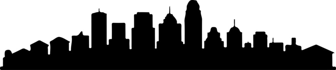 silhouette vector of a city skyline with varied building heights and architectural styles 