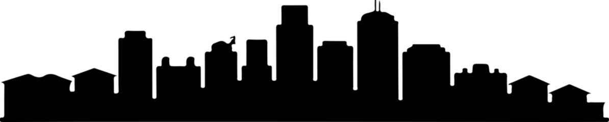 silhouette vector of a city skyline with varied building heights and architectural styles 