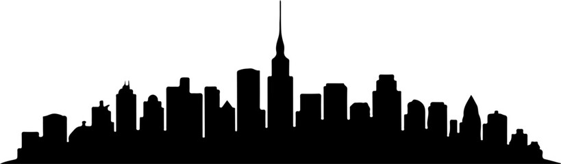 silhouette vector of a city skyline with varied building heights and architectural styles 