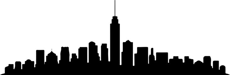 silhouette vector of a city skyline with varied building heights and architectural styles 