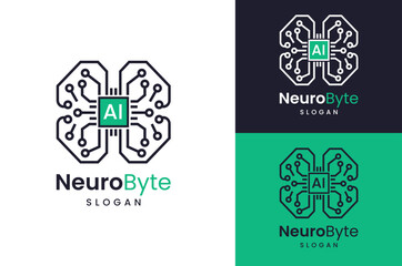 AI Brain Chip Logo with Circuit Neural Design  Ideal for AI technology companies.