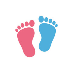 Baby Footprints in Pink and Blue Representing a Newborn Boy and Girl