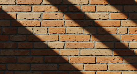 Red Brick Wall Texture with Sunlight Shadows and Rough Surface Detail