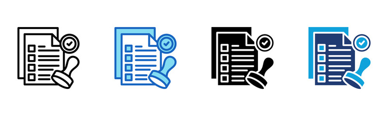 Document Approved icon Multi Style Vector Illustration