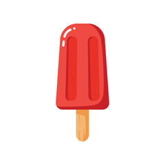 Red Popsicle Illustration on White Background Summer Treat Vector Graphic