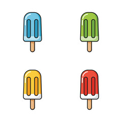 Colorful Popsicle Illustration Set on White Background for Summer Treats