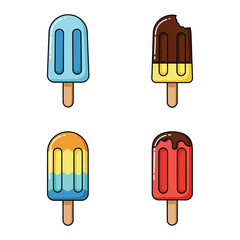Colorful Popsicle Collection Summer Treats and Frozen Delights in Vector Illustration